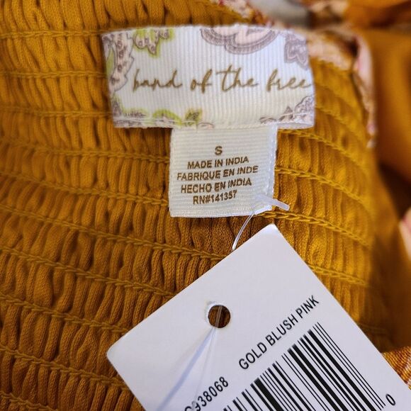 NWT Band of the Free Size Small Gold Yellow Cut Out Back Long Sleeve Mini Dress - Picture 13 of 15